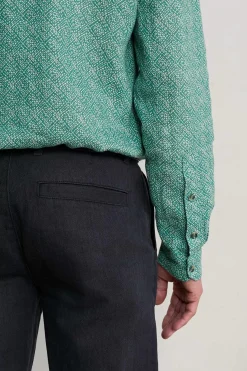 Seasalt Cornwall Shirts<Men's Anthony Printed Linen Shirt Sewn Geo Hepworth Green