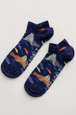 Seasalt Cornwall Socks<Men's Arty Trainer Socks Sea Mist Schooner