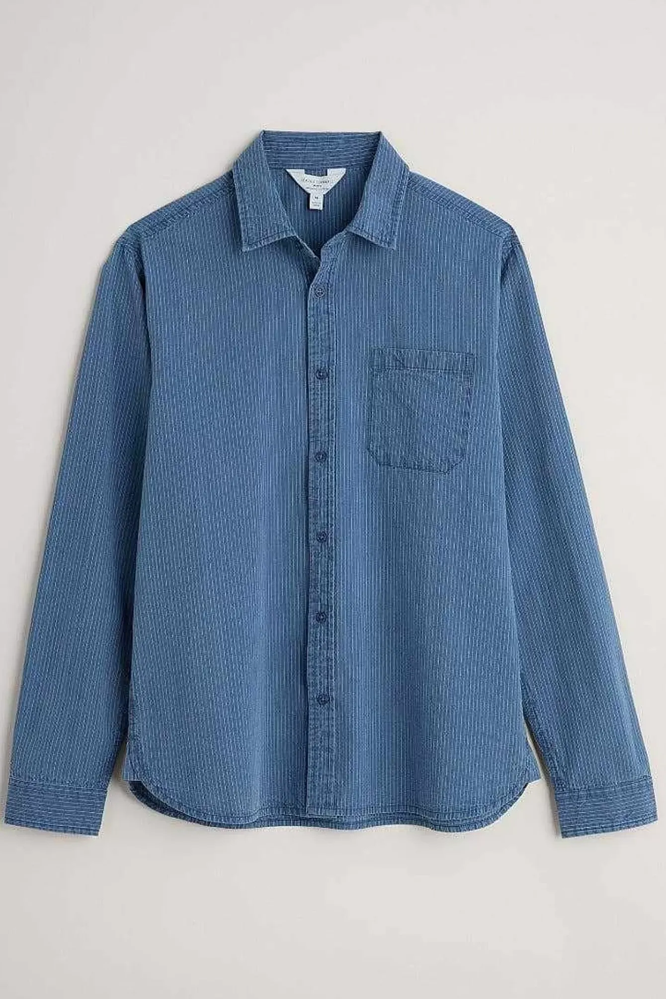 Seasalt Cornwall Tops & T-Shirts<Men's Ayre Organic Cotton Shirt Mid Indigo Stripe