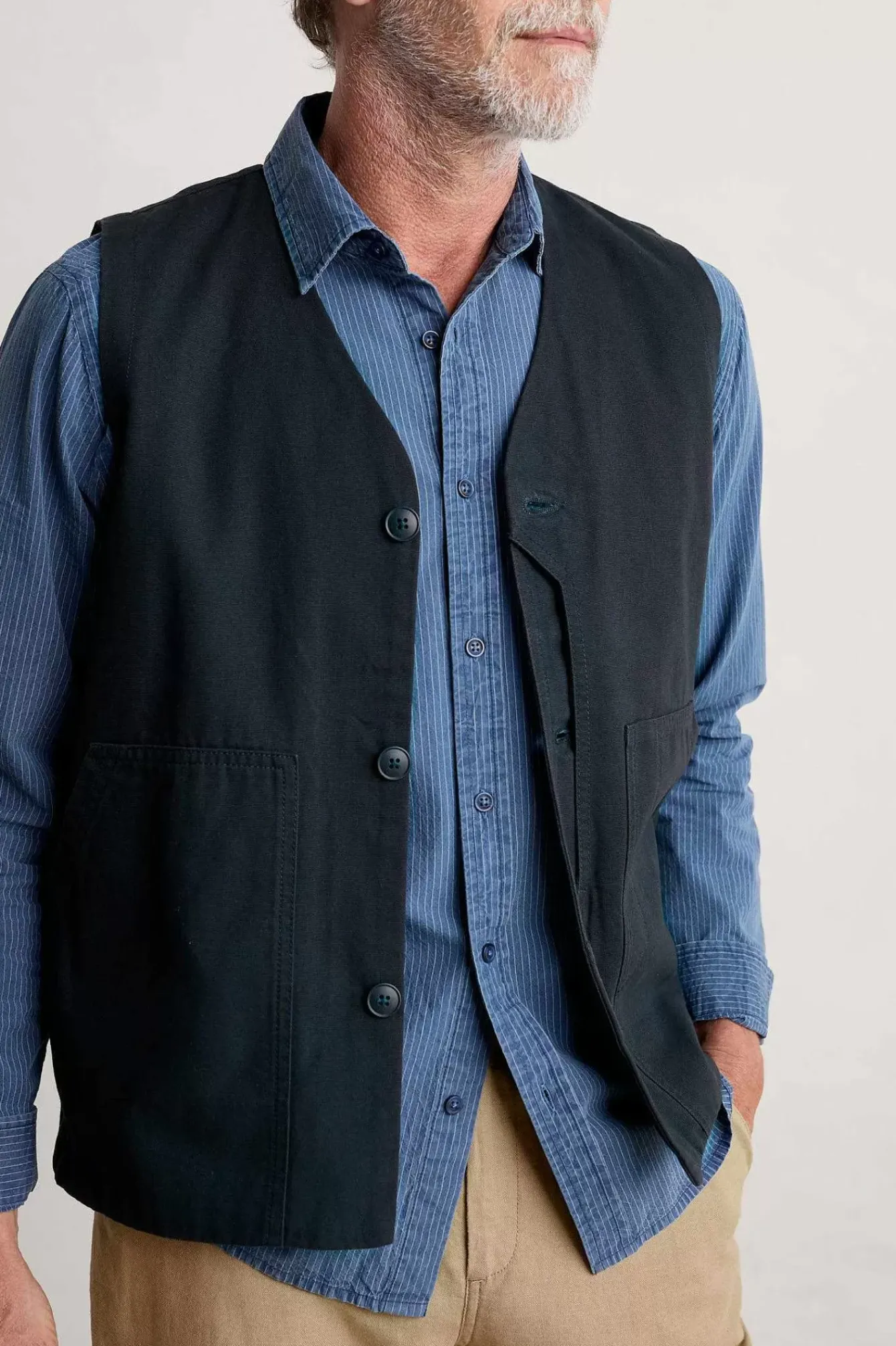 Seasalt Cornwall Tops & T-Shirts<Men's Ayre Organic Cotton Shirt Mid Indigo Stripe