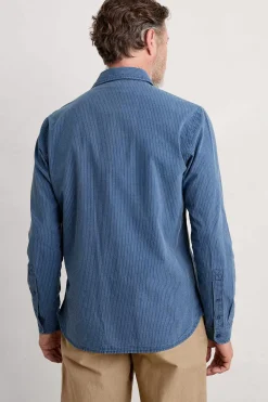 Seasalt Cornwall Tops & T-Shirts<Men's Ayre Organic Cotton Shirt Mid Indigo Stripe