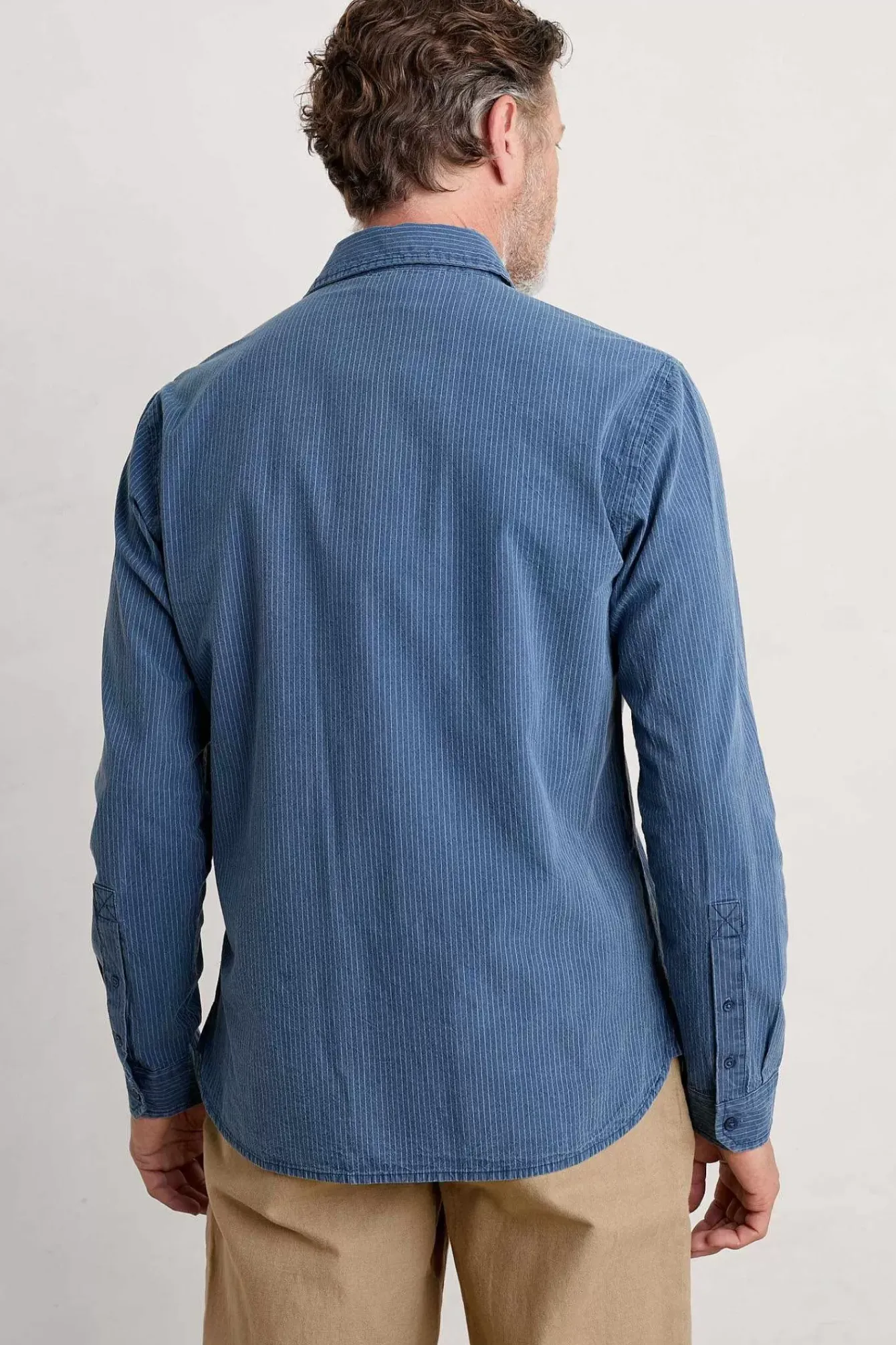 Seasalt Cornwall Tops & T-Shirts<Men's Ayre Organic Cotton Shirt Mid Indigo Stripe