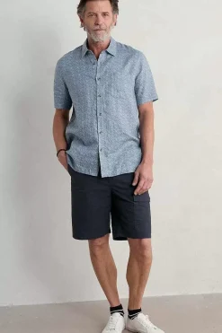 Seasalt Cornwall Tops & T-Shirts<Men's Blue Heron Printed Short Sleeve Shirt Sewn Geo Blue Sail