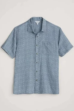 Seasalt Cornwall Tops & T-Shirts<Men's Blue Heron Printed Short Sleeve Shirt Sewn Geo Blue Sail