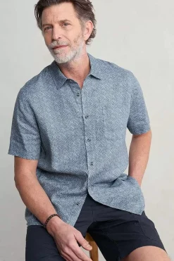 Seasalt Cornwall Tops & T-Shirts<Men's Blue Heron Printed Short Sleeve Shirt Sewn Geo Blue Sail