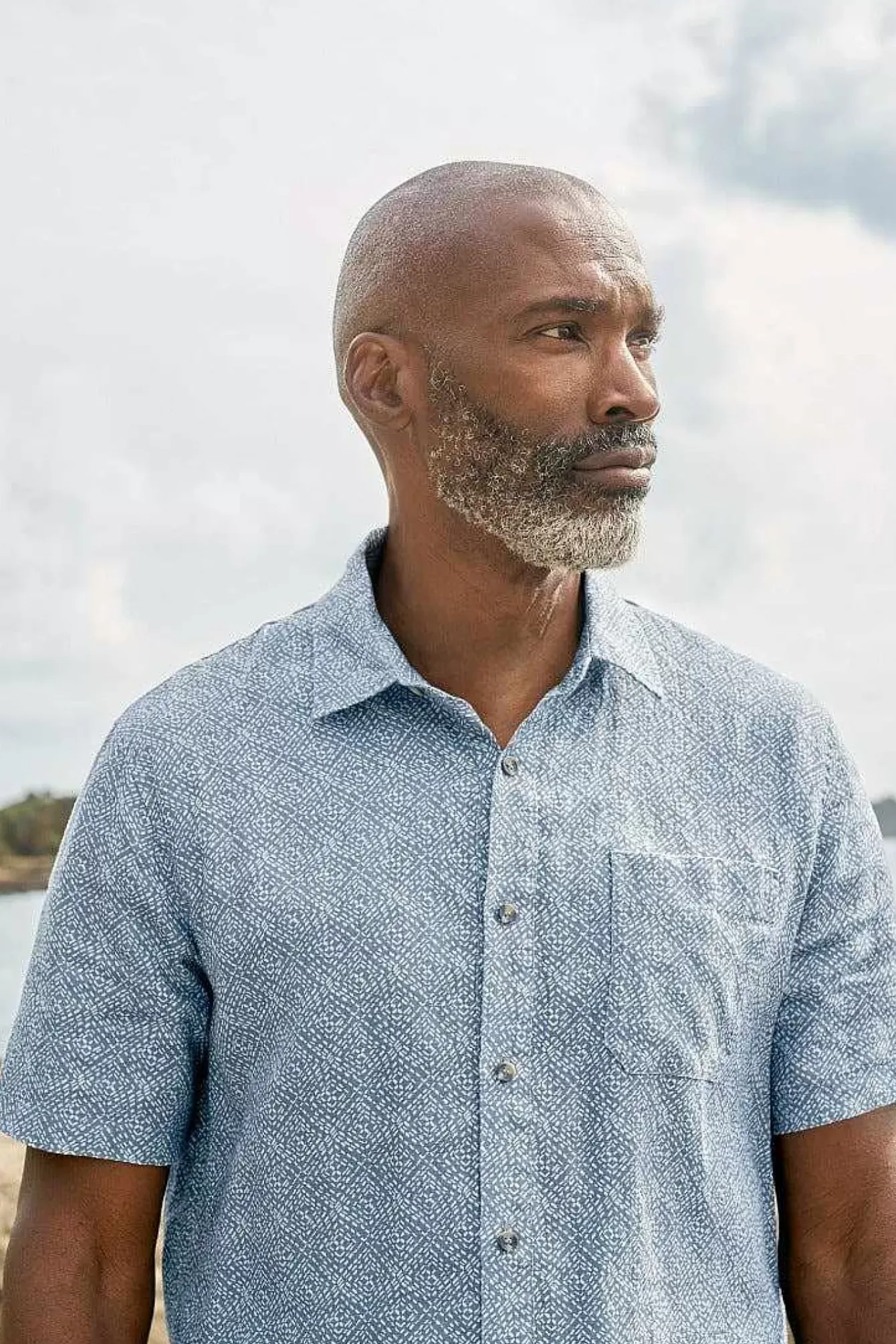 Seasalt Cornwall Tops & T-Shirts<Men's Blue Heron Printed Short Sleeve Shirt Sewn Geo Blue Sail
