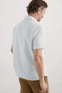 Seasalt Cornwall Tops & T-Shirts<Men's Blue Heron Seersucker Short Sleeve Shirt Barometer Chalk Sail Blue