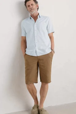 Seasalt Cornwall Tops & T-Shirts<Men's Blue Heron Seersucker Short Sleeve Shirt Barometer Chalk Sail Blue