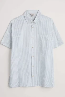 Seasalt Cornwall Tops & T-Shirts<Men's Blue Heron Seersucker Short Sleeve Shirt Barometer Chalk Sail Blue