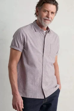 Seasalt Cornwall Tops & T-Shirts<Men's Blue Heron Striped Short Sleeve Shirt Barley Tack Mallow