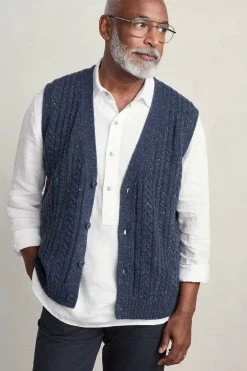 Seasalt Cornwall Knitwear<Men's Boulder Perch Knitted Vest Maritime