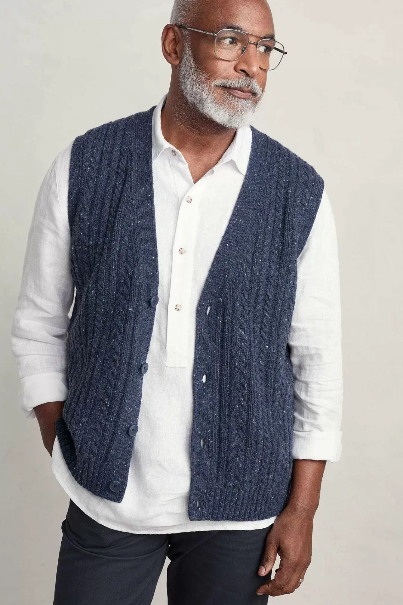 Seasalt Cornwall Knitwear<Men's Boulder Perch Knitted Vest Maritime
