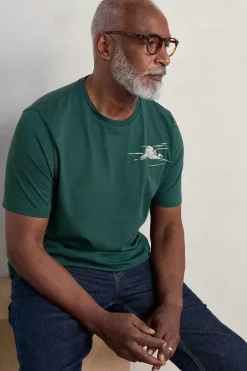 Seasalt Cornwall Tops & T-Shirts<Men's Downsouse Organic Cotton T-Shirt Clouds Verte
