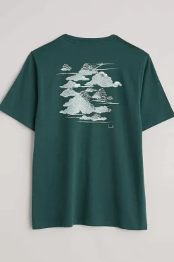 Seasalt Cornwall Tops & T-Shirts<Men's Downsouse Organic Cotton T-Shirt Clouds Verte