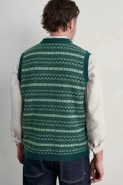 Seasalt Cornwall Knitwear<Men's Fair Isle Walt Vest Cockles Multi