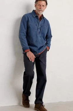 Seasalt Cornwall Tops & T-Shirts<Men's Hawser Denim Overshirt Dark Mid Indigo Wash
