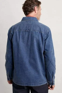 Seasalt Cornwall Tops & T-Shirts<Men's Hawser Denim Overshirt Dark Mid Indigo Wash
