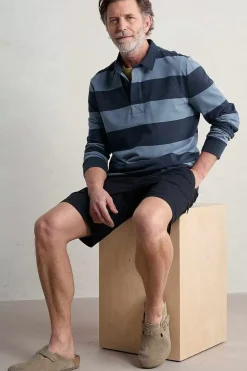 Seasalt Cornwall Tops & T-Shirts<Men's Herdsman Organic Cotton Rugby Top Page Blue Sail