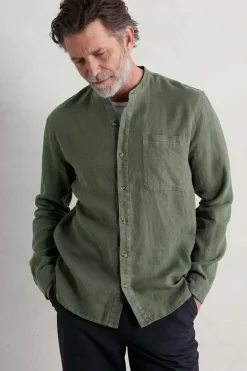 Seasalt Cornwall Shirts<Men's Porlock Linen Shirt Dark Balsam