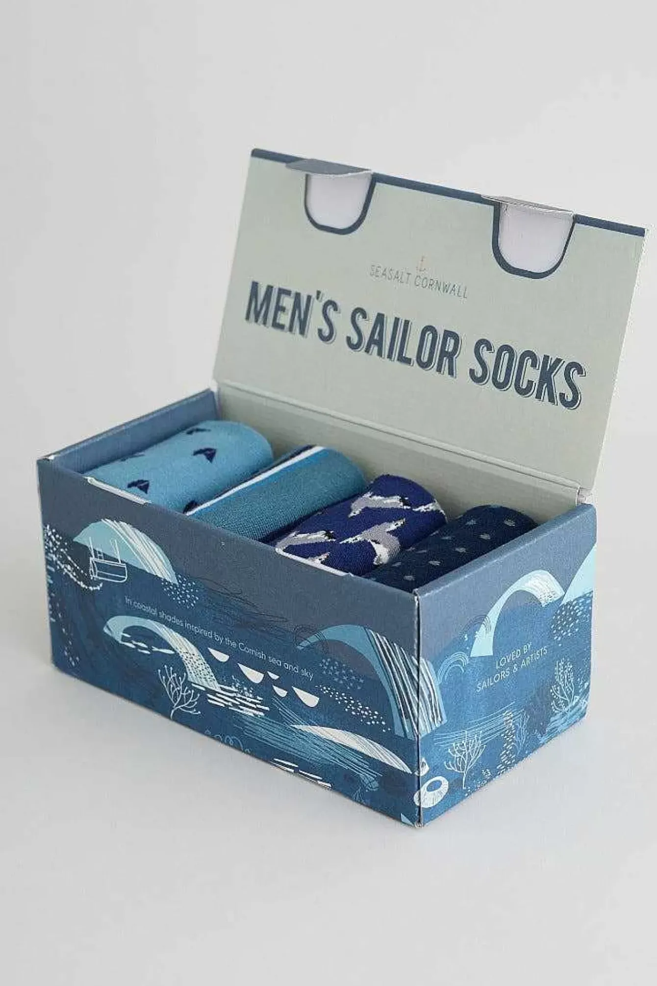 Seasalt Cornwall Socks<Men's Step Into The Blue Socks Box Of 4 Incoming Tide Mix