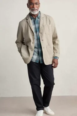 Seasalt Cornwall Shirts<Men's Stonework Organic Cotton Shirt Limestone Verte