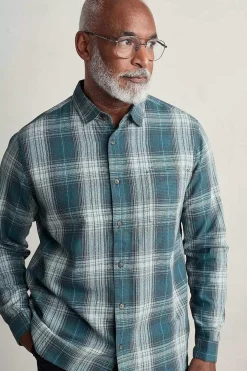 Seasalt Cornwall Shirts<Men's Stonework Organic Cotton Shirt Limestone Verte
