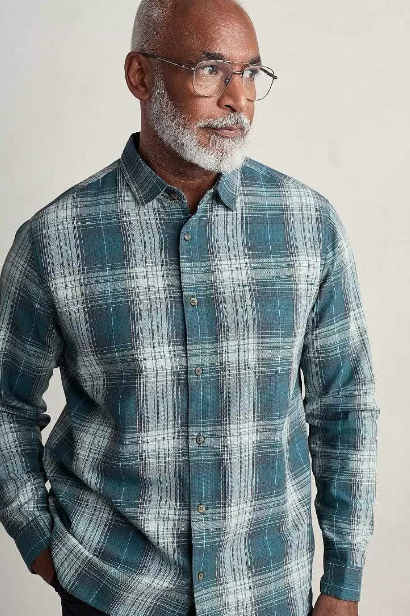Seasalt Cornwall Shirts<Men's Stonework Organic Cotton Shirt Limestone Verte