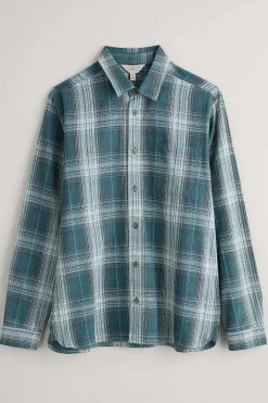 Seasalt Cornwall Shirts<Men's Stonework Organic Cotton Shirt Limestone Verte