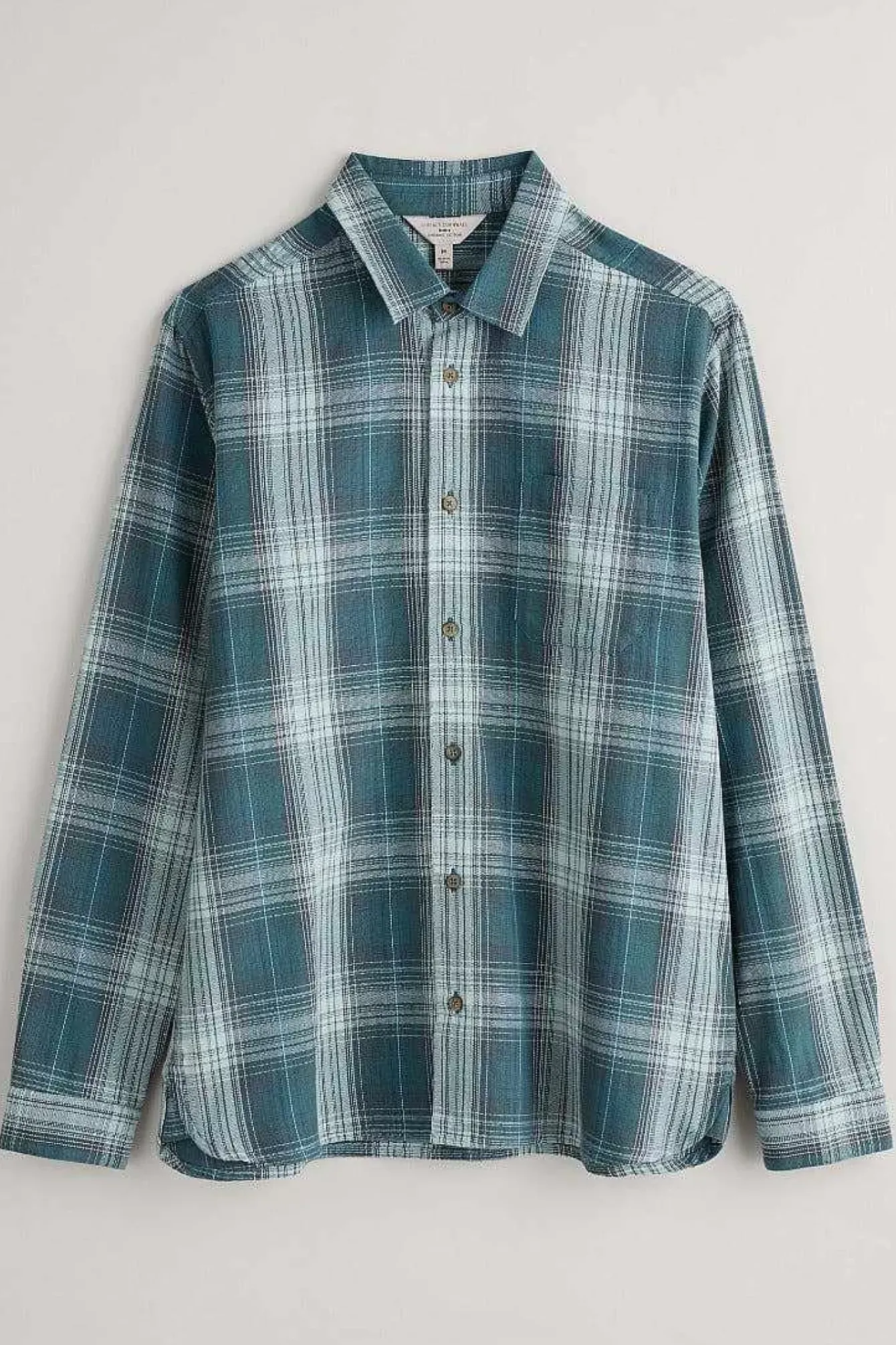 Seasalt Cornwall Shirts<Men's Stonework Organic Cotton Shirt Limestone Verte
