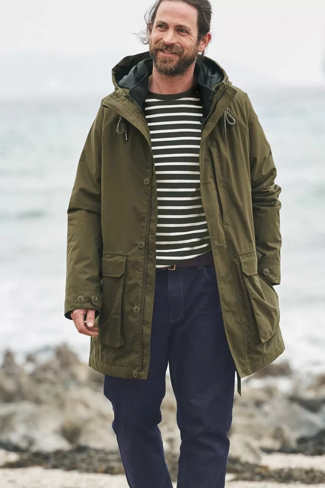 Seasalt Cornwall Coats & Jackets<Men's Tin Coast Waterproof 3 In 1 Coat Rich Olive