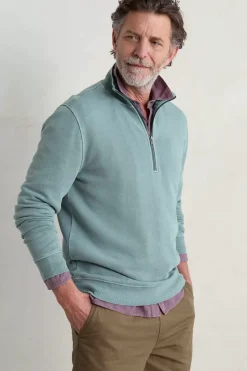 Seasalt Cornwall Tops & T-Shirts<Men's Wood Moss Quarter Zip Sweatshirt Light Wade