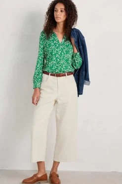 Seasalt Cornwall Tops<Misty Sky Organic Cotton Shirt Twirling Vines Island