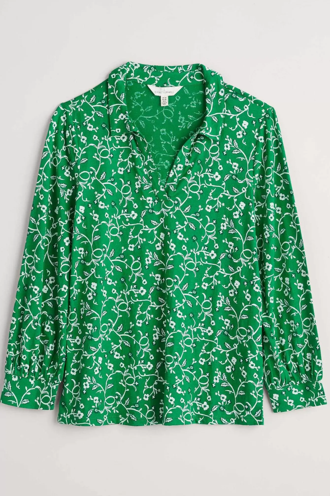 Seasalt Cornwall Tops<Misty Sky Organic Cotton Shirt Twirling Vines Island