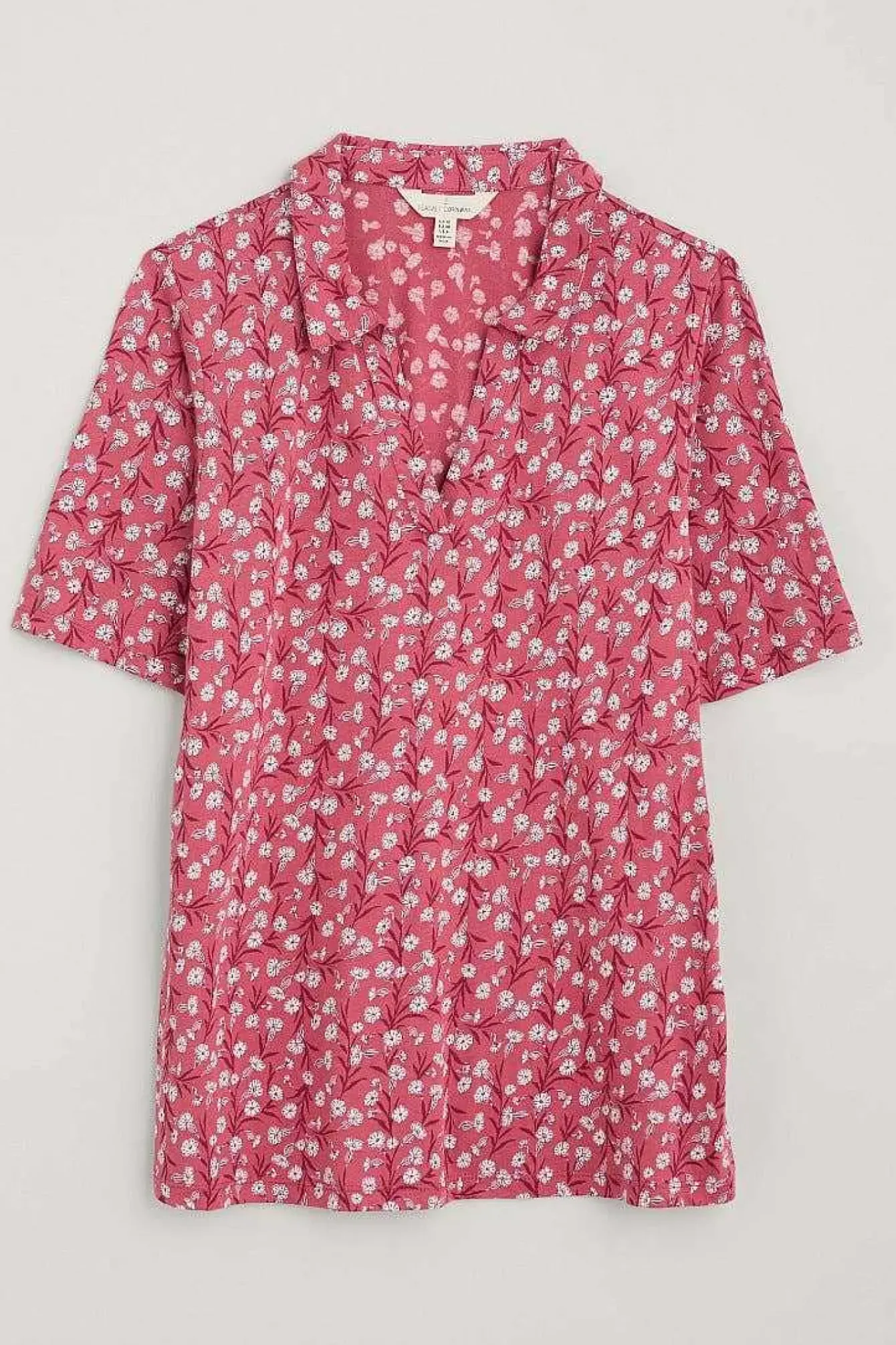 Seasalt Cornwall Tops<Misty Sky Short Sleeve Jersey Shirt Campion Vines Rose