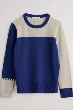 Seasalt Cornwall Knitwear<Nectan Lambswool Jumper Interwinding Marine Aran