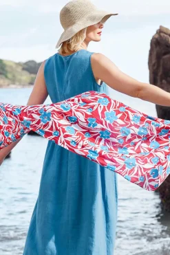 Seasalt Cornwall Scarves & Shawls<New Everyday Scarf Waterway Floral Rudder Chalk