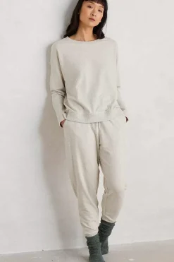 Seasalt Cornwall Trousers & Shorts<Night Air Organic Cotton Cuffed Joggers Melange Chalk