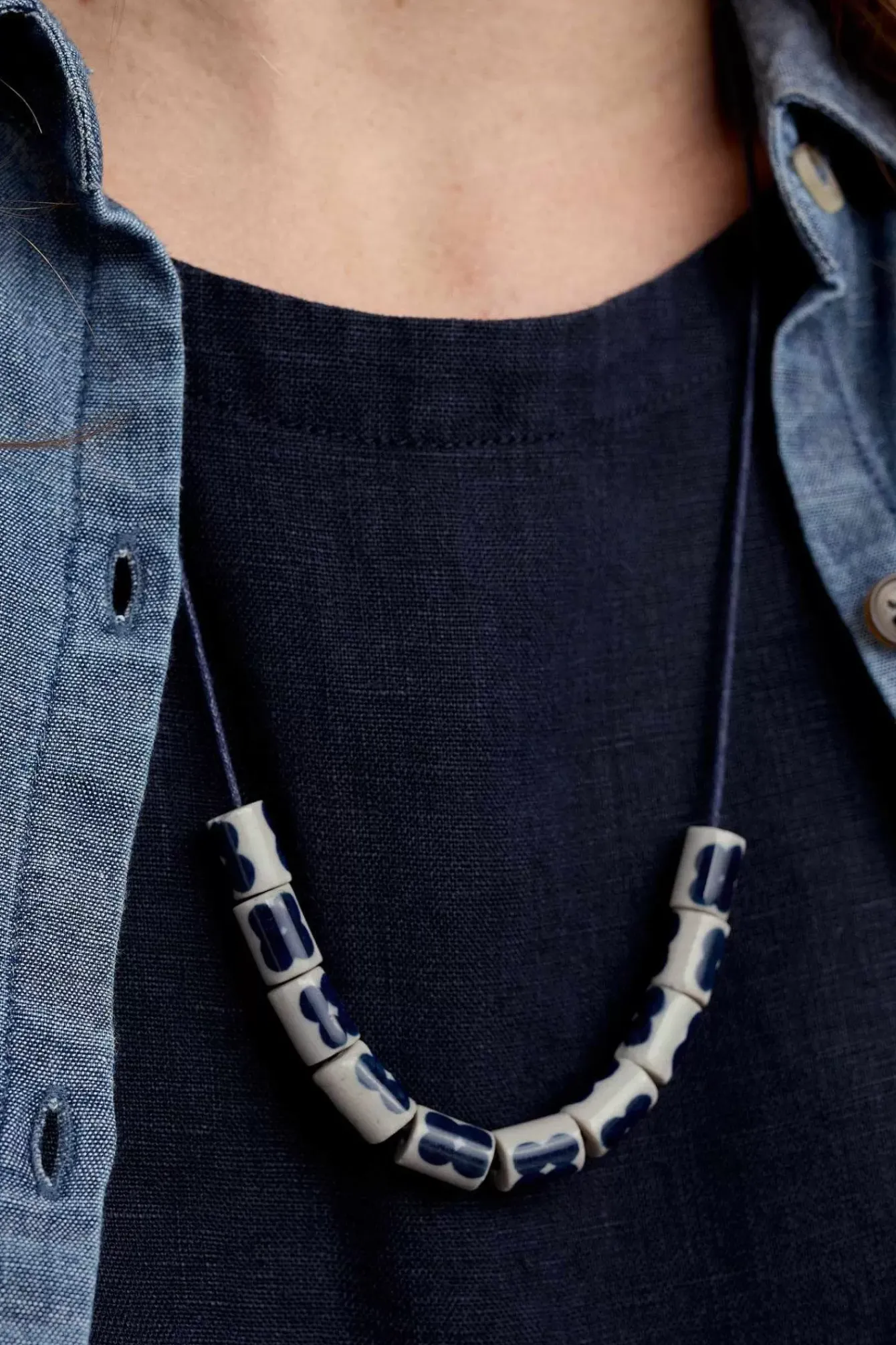Seasalt Cornwall Jewellery<Noon Moor Ceramic Bead Necklace Aran Light Squid Mix