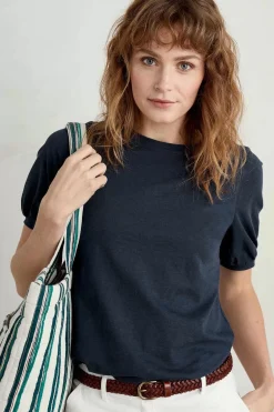 Seasalt Cornwall Tops<Oleander Blouson Sleeve T-Shirt (Gots) Maritime