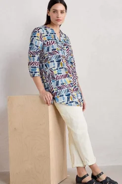 Seasalt Cornwall Tunics<Op Art Organic Cotton Tunic Top Hedging Marks Chalk