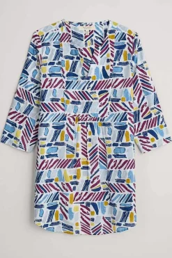 Seasalt Cornwall Tunics<Op Art Organic Cotton Tunic Top Hedging Marks Chalk