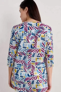 Seasalt Cornwall Tunics<Op Art Organic Cotton Tunic Top Hedging Marks Chalk