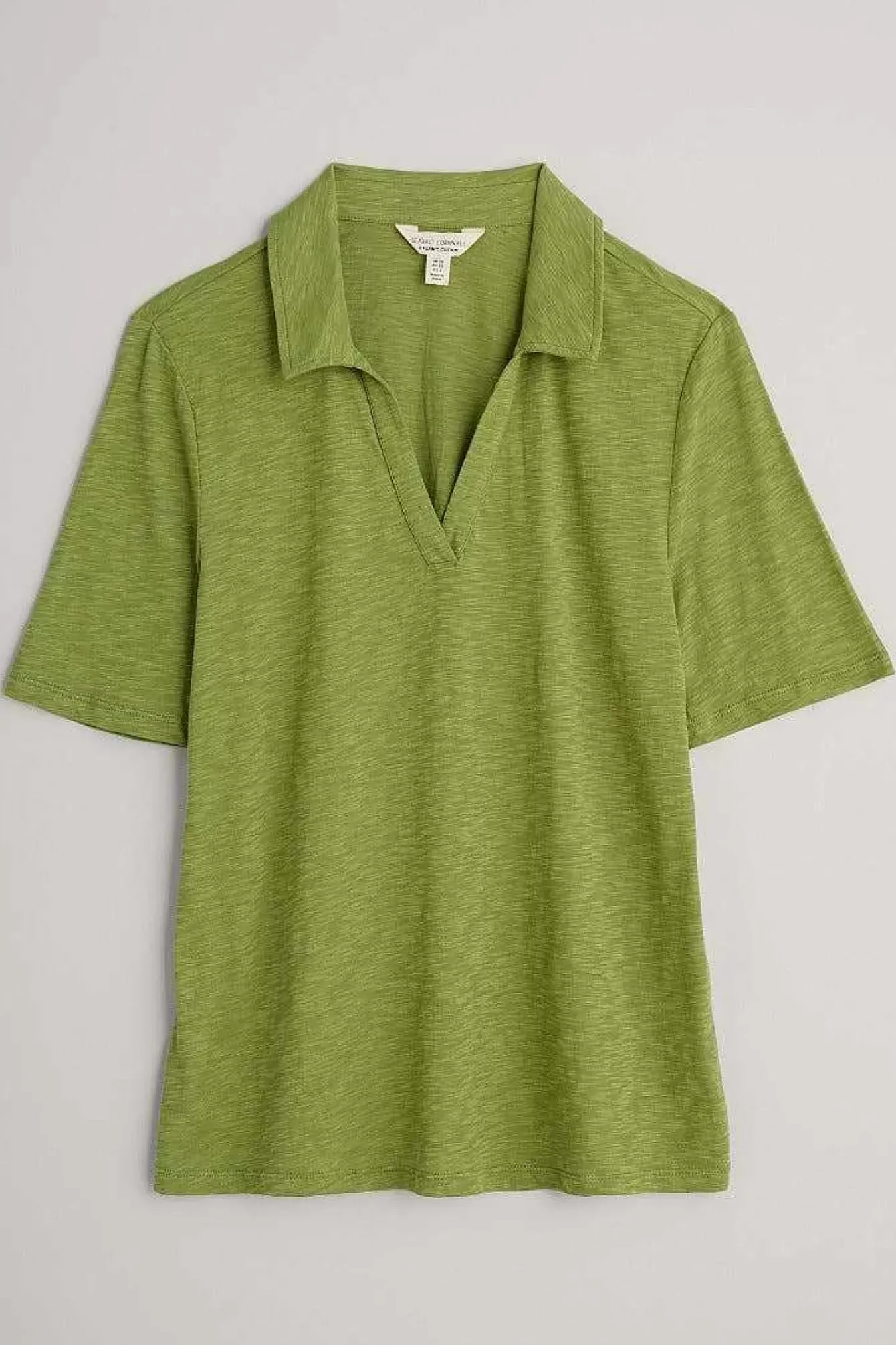 Seasalt Cornwall Tops<Owles Point Short Sleeve V-Neck Jersey Shirt Dill