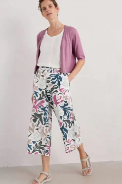 Seasalt Cornwall Trousers & Shorts<Peaceful Haven Linen Culottes Sea Frond Chalk