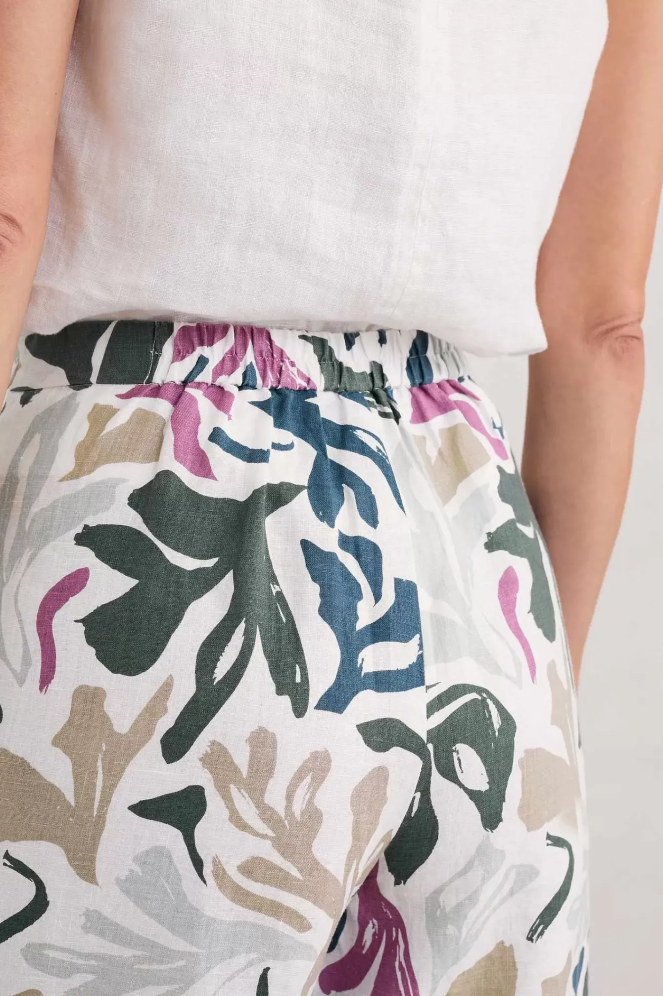 Seasalt Cornwall Trousers & Shorts<Peaceful Haven Linen Culottes Sea Frond Chalk