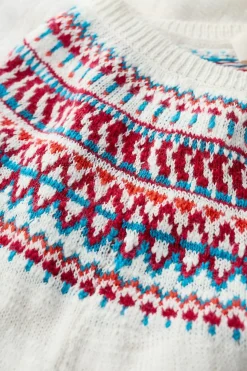 Seasalt Cornwall Knitwear<Penvoose Fair Isle Cardigan Clipper Ship Ecru Rudder