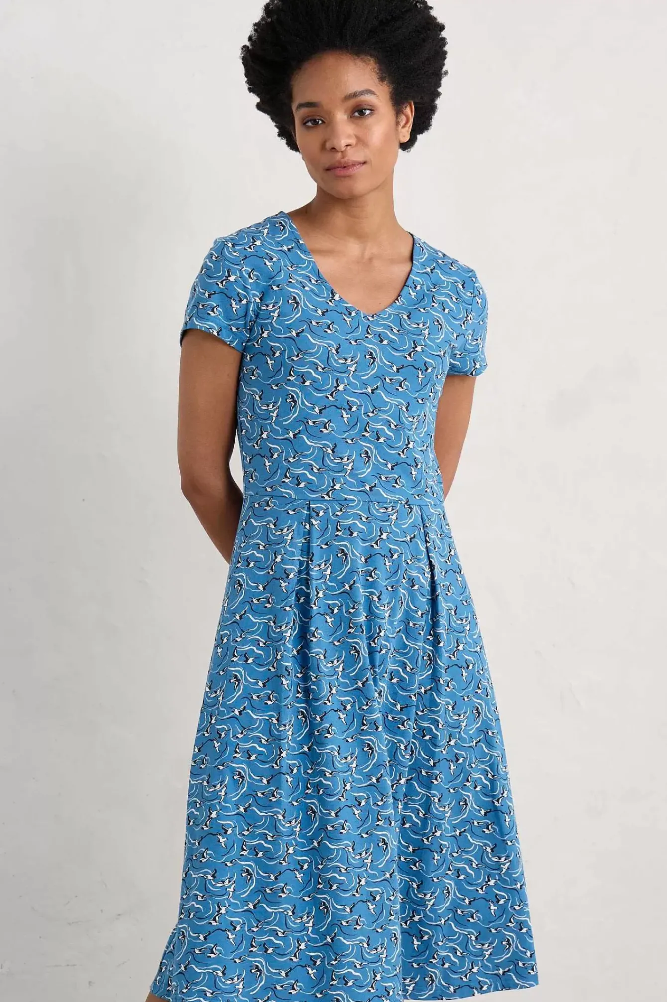 Seasalt Cornwall Dresses<Pier View Jersey Dress River Birds Sailboats