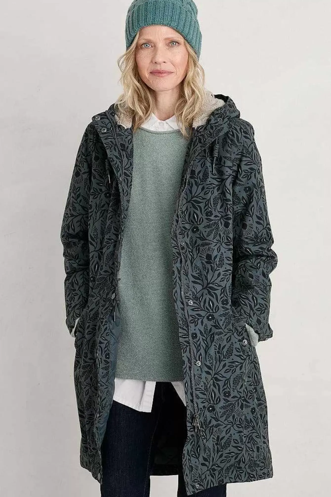 Seasalt Cornwall Coats & Jackets<Plant Hunter Waterproof Coat Folk Meadow Nickel