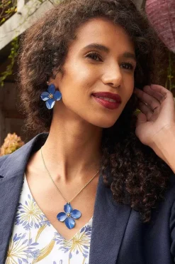 Seasalt Cornwall Jewellery<Pollinator Flower Stud Earrings Lunaria Blue Jay
