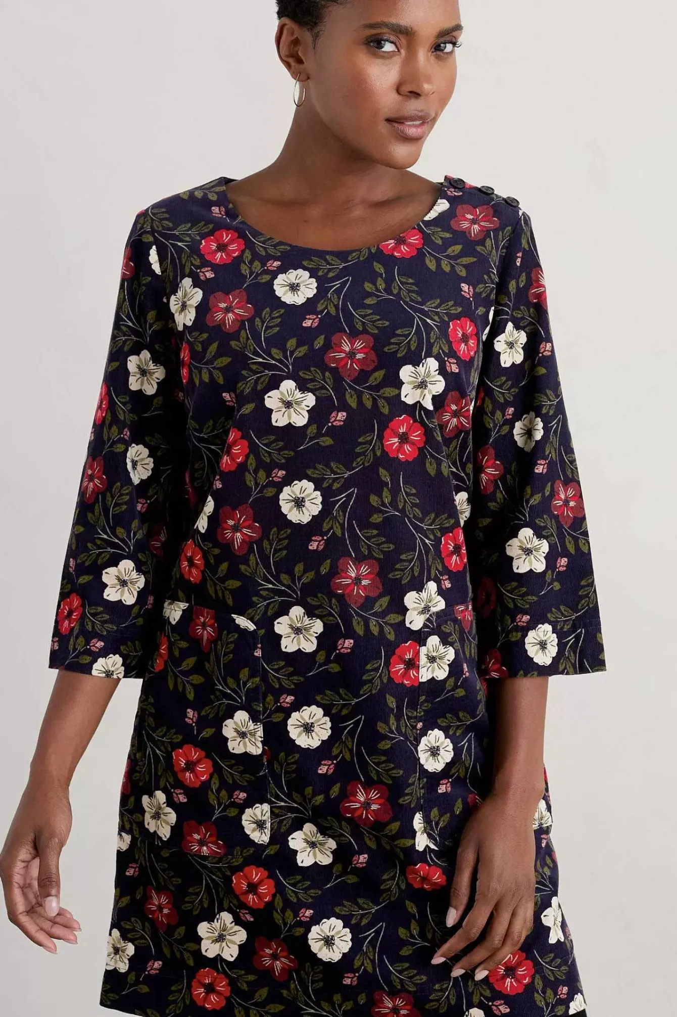 Seasalt Cornwall Tunics<Port Gaverne Needlecord Tunic Floral Cascade Maritime
